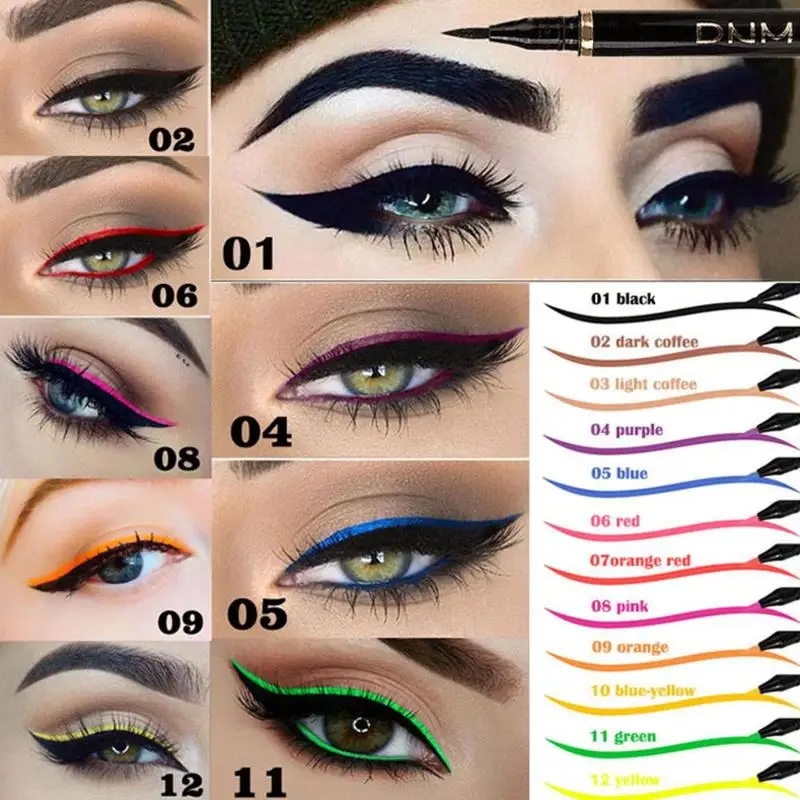 12 цветов жидкая подводка для глаз карандаш для макияжа стойкий Быстросохнущий цветной карандаш для глаз Водонепроницаемый 24 часа