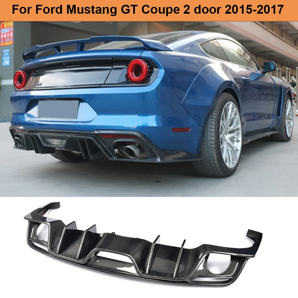 

For Mustang Carbon Fiber Rear Bumper Diffuser Lip Spoiler for Ford Mustang Convertible Coupe 2 Door Only 2015-2017 USA Market