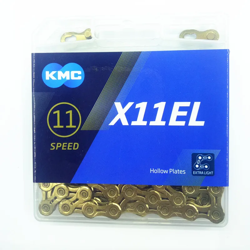 KMC X11EL X11 велосипедная цепь 116L 11 цепь для скоростного велосипеда с волшебной кнопкой с оригинальной коробкой Горный/стержень велосипедные детали - Цвет: gold