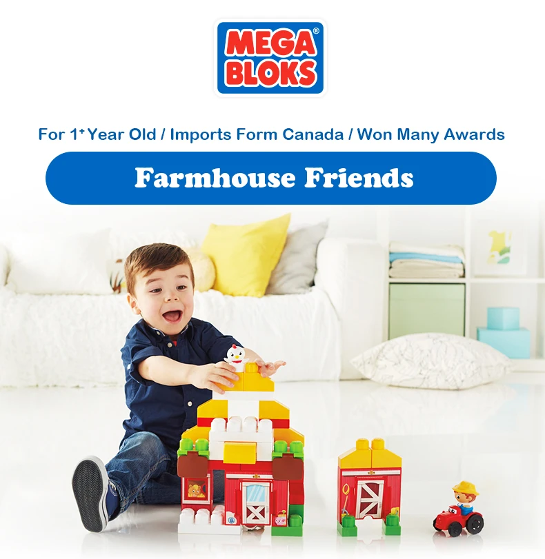 Подлинный бренд Fisher Price Mega Bloks фермерский дом друзья строительные блоки игрушка детская забавная игрушка Les Amis De la Ferme DPJ57