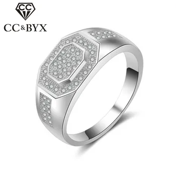 

CC S925 Silver Rings For Men Classic Design Love Promise Hombres Bridegroom Wedding Fashion Jewelry Engagement Ring Bijoux CC686