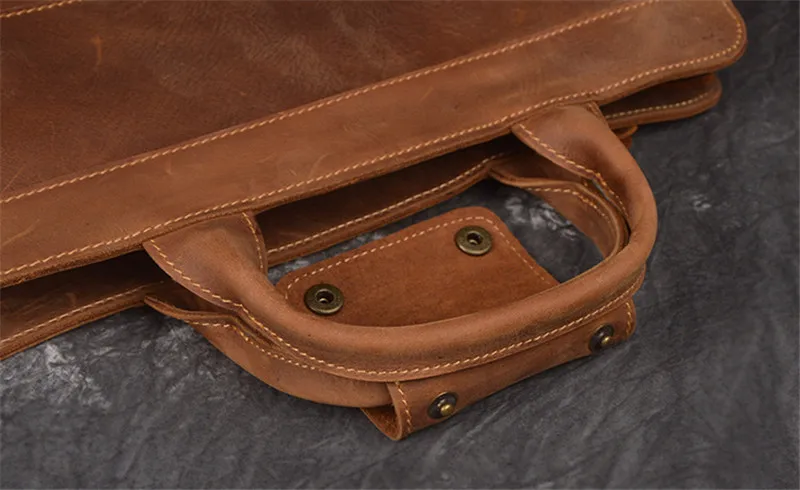Nesitu Высококачественная винтажная коричневая A4 натуральная Crazy Horse кожаная мужская портфель Деловые сумки-мессенджеры M019