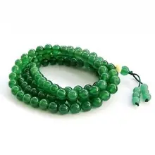 Огромный редкий зеленый камень драгоценный камень тибетский буддийский 108 молитвенные бусины Мала ожерелье- 8 мм Широкие крылья мужские ювелирные изделия