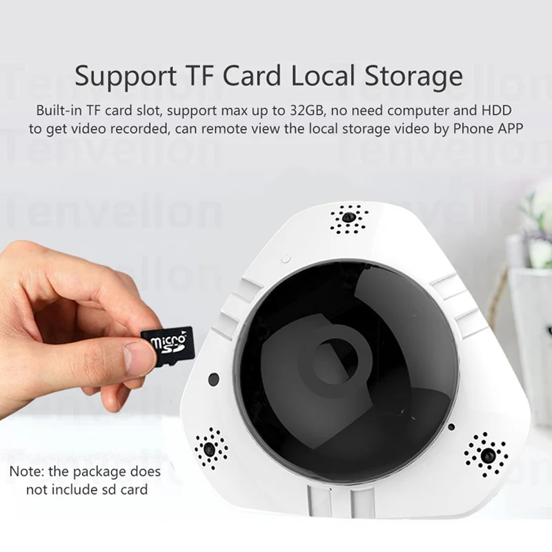 960P WIFI IP Camera 360 Degree Panoramic IP Camera 1.3MP FIsheye Lens Wireless Smart CCTV Camera TF Card IR Baby Monitor Remote