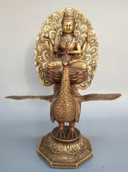 

Chinese brass Ride a peacock Four-arm Buddha statue