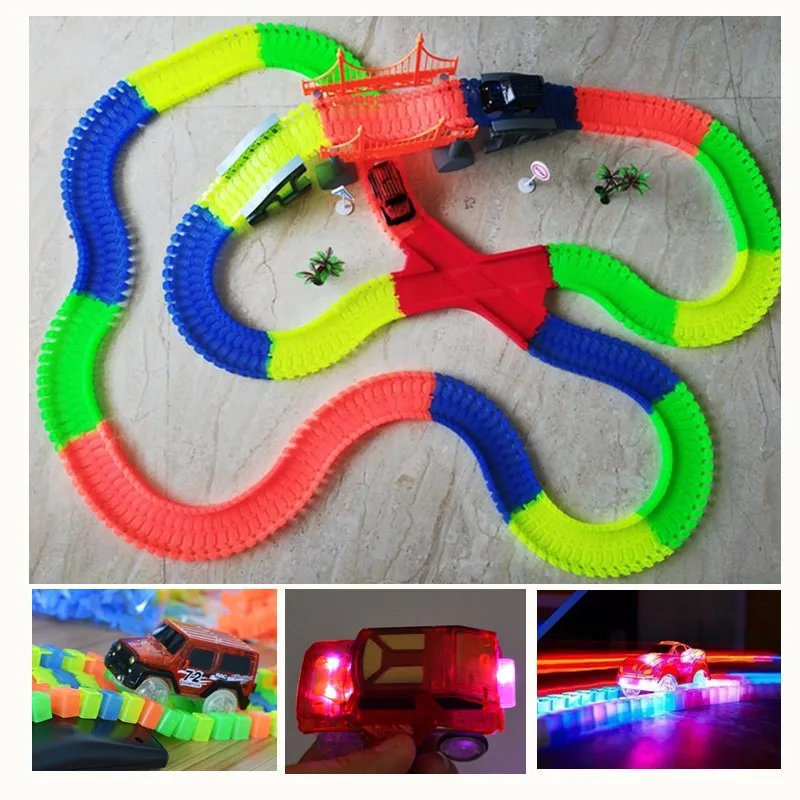 Miraculous Glowing Race Track Toys Boy Glow Racing Track Set Bend Flex Flash In Dark Car Toy Race Car Toy For Children Gift_