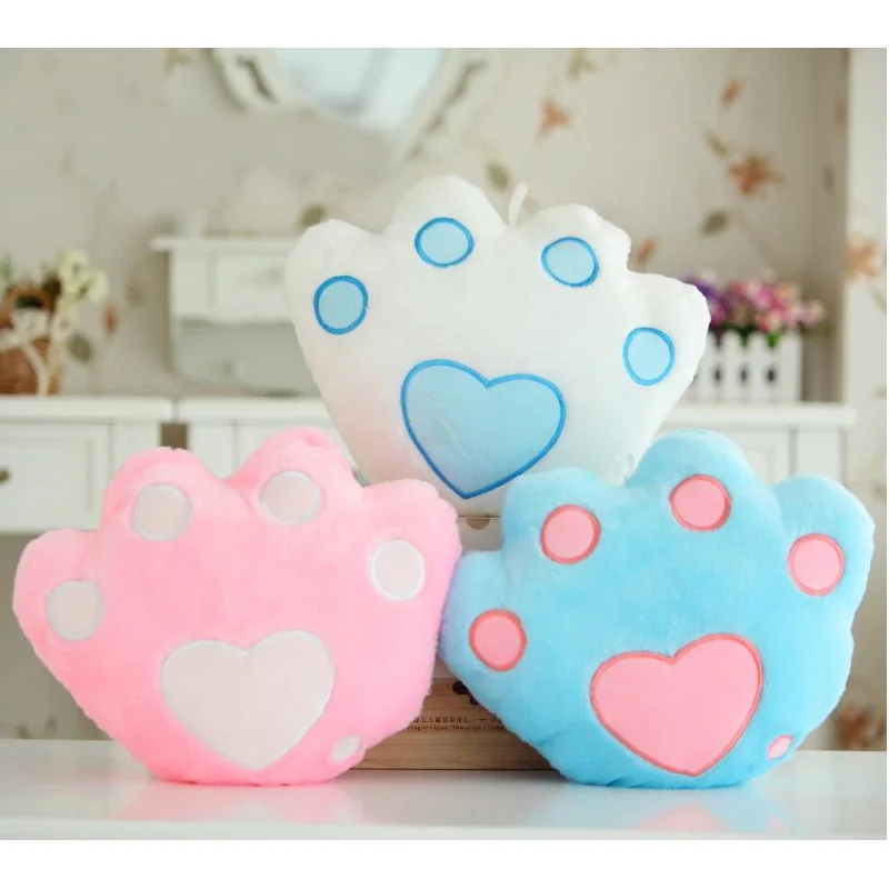

Colorful Glowing Pillows Luminous Bear's Paw Pillow Soft Plush Pillow Led Light Pillow Night Light Kids Cushion Toy Girls Gifts