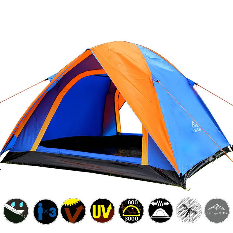 

Top Quality 3-4 Person Double Layer Camping Tent All Weather Rainproof Double Door Outdoor Tent for Camping Party 200x180x140cm