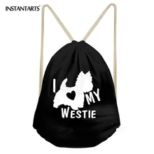 INSTANTARTS мужские пляжные Путешествия Шнурок Мешок Забавные Животные Собака 3D милый мопс поднять печати черный Для Мужчин's строку рюкзак cinch Sack