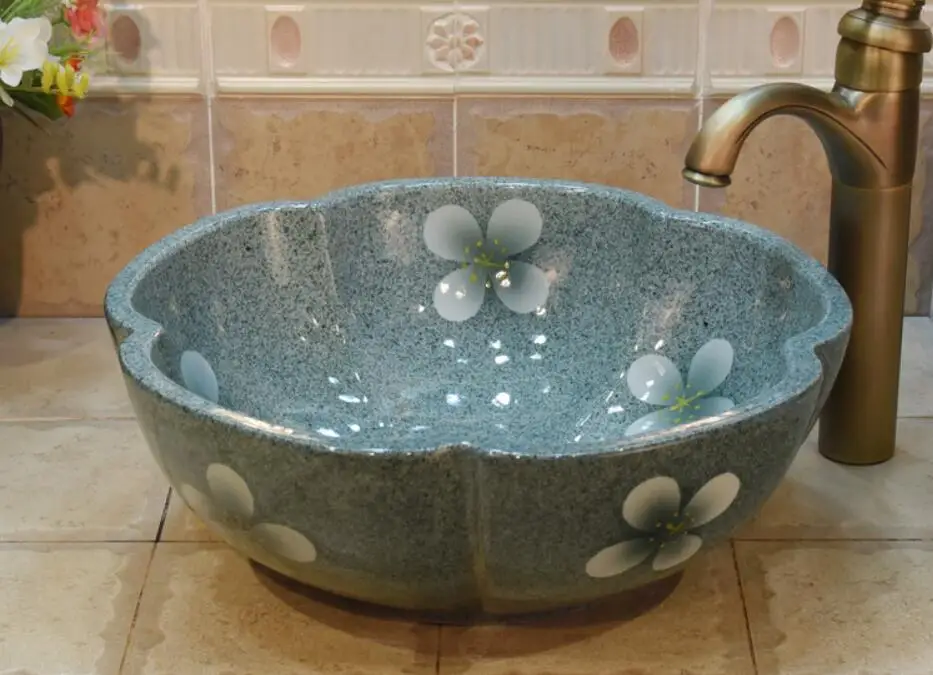 جولة الحمام السيراميك حوض غسيل مكافحة الأعلى بالوعة مرحاض الخزف الغرور سفينة عاء jyx014