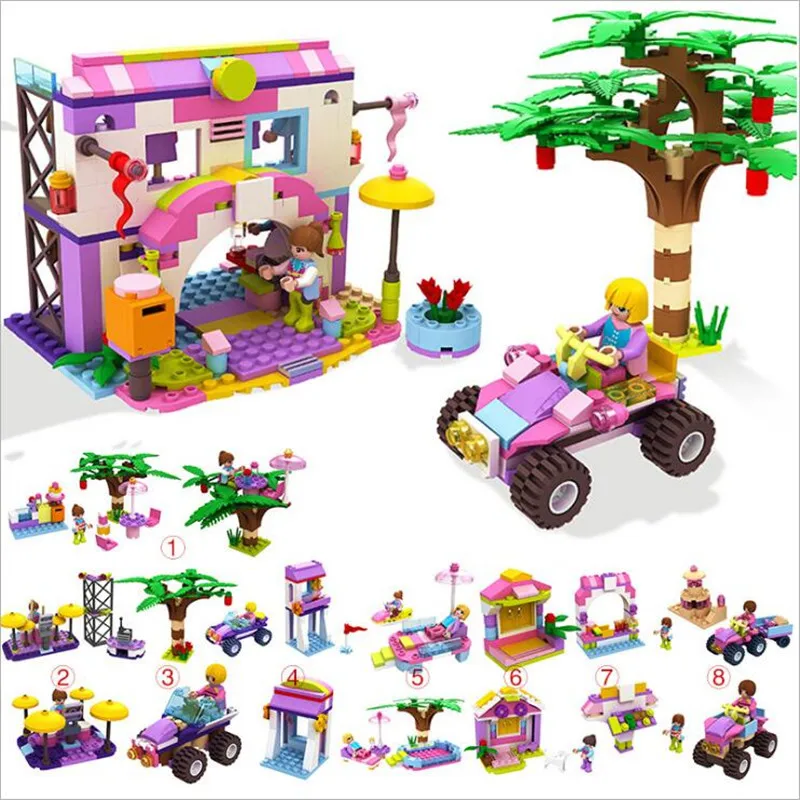 

8 In 1 Girl series House Car Playground Building-block Toys Compatible with Legoinglys DIY Educating Children Christmas Gifts