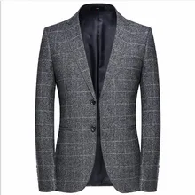 Мужской костюм, пиджак, мужские куртки для свадеб, новинка, мужской пиджак, Блейзер, Мужской приталенный, корейский, Конопляный, серый, смокинг, блейзер
