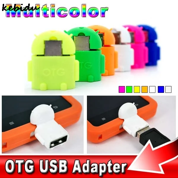 

Kebidu 6PCS/Set Multi Color Robot Shape Android Micro USB To USB 2.0 Converter OTG Adapter For Android Tablet PC Mobile Phone