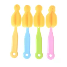 2 шт., чистящие щетки для бутылочек для кормления, 360 градусов, очиститель соски для младенцев, вращающаяся губка, желтая детская соска, щетка для младенцев, соска