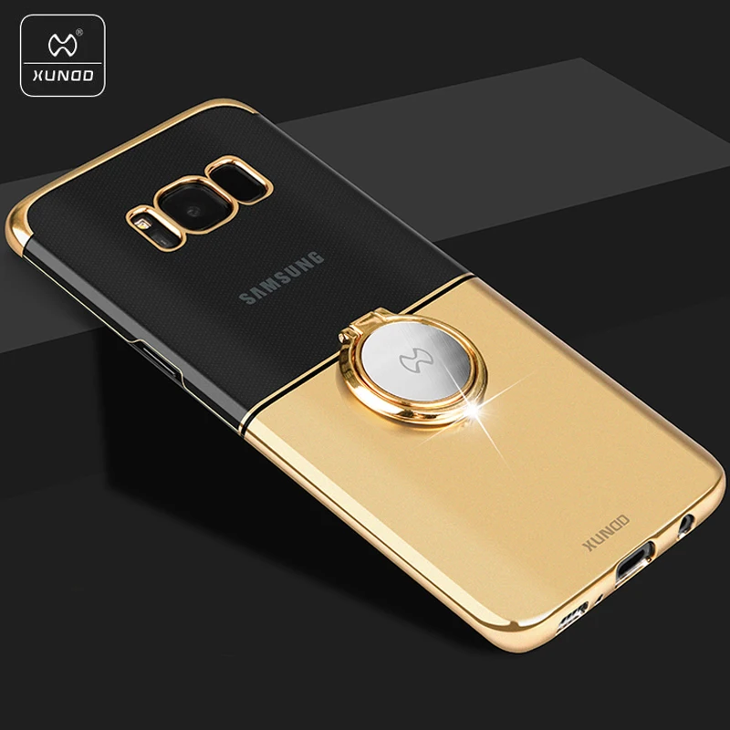 

Xundd Luxury Transparent PC Case For Samsung Galaxy S9 S8 Plus Back Cover Case with Magnetic Metal Ring Holder stand function