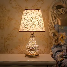 

Free shipping Romantic desk lamp Crystal lamp Fabric Dimmable LED light Fashion living room table lamp Simple Hotel bedside lamp