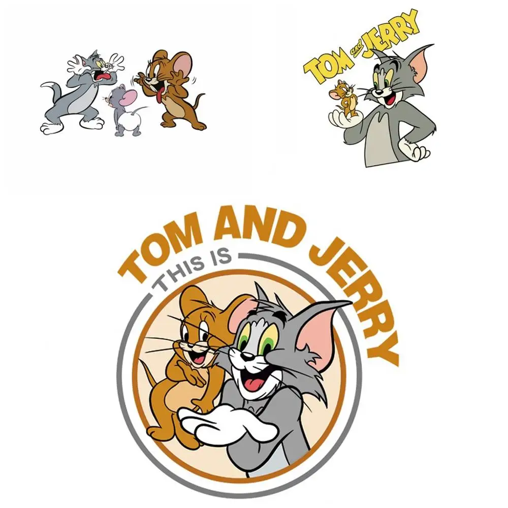 

1PC Tom and Jerry Cute Printing For Clothes Accessories Heat Transfer Sticker Animal Iron On Patch For Kids Birthday Gifts