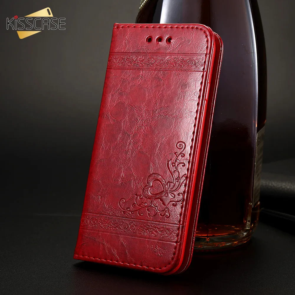 

KISSCASE Flip Leather Case For Samsung Galaxy S9 S8 S9 Plus Retro Embossed Wallet Case Phone Bag For Samsung Note 8 Note 9 Cover