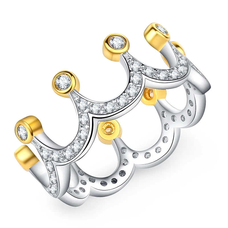 

Utimtree Brand New Silver Gold Color Crown Rings For Party Jewelry Gifts Fashion CZ Zircon Engagement Promise Ring Bague Femme