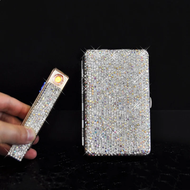 Shiny-Crystal-Diamond-Ms-20-Cigarette-Case-Charging-Windproof-Plasma-Lighter-Slim-Metal-Lightweight-Cigarette-Box-1