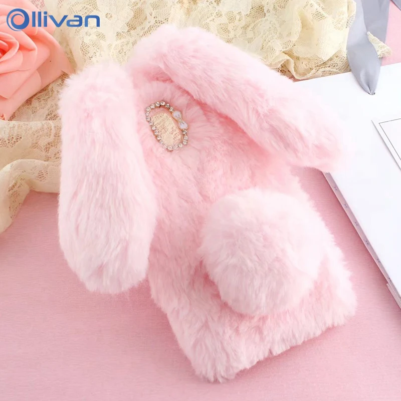 

XioMi RedMi 4X Case 3D Cartoon Cute Fluffy Fur Rabbit Bunny Phone Cases For XiaoMi RedMi 4X 4 X Soft Phone Holder Cover Shell