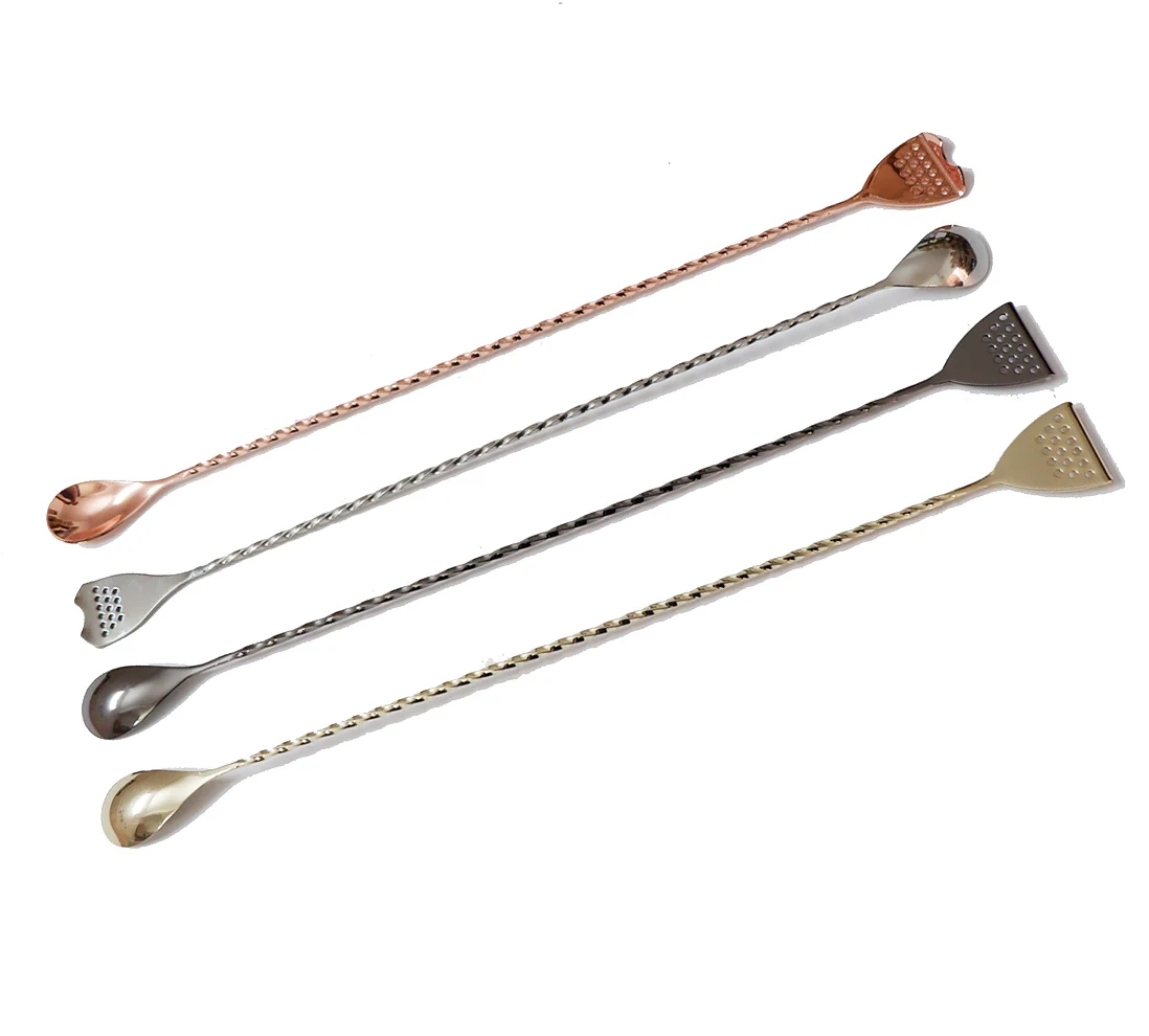 

30cm/40cm Stainless Steel Bar Spoon With a Convenient Strainer On The Tail End Mixing Spoon Bar Cocktail Shaker Spoon