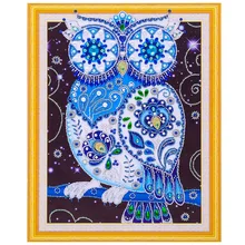 Алмазная картина особой формы 5D с синим кристаллом Совы из горного хрусталя DIY Алмазная вышивка мозаичное искусство домашний декор дрель вышивка крестиком