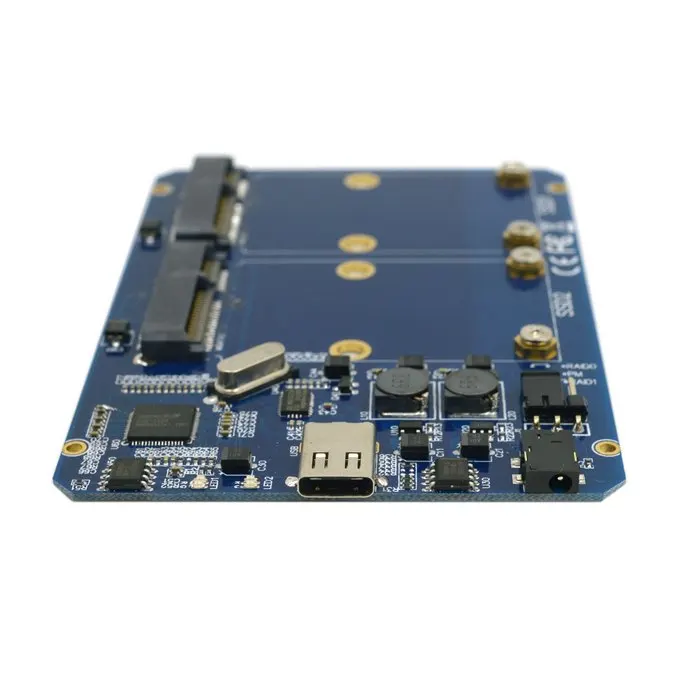  Cablecc Silber Farbe USB-C USB 3.1 Typ C zu Dual 50mm MSATA PCI-E SSD Gehäuse mit Raid Raid0 Raid1 