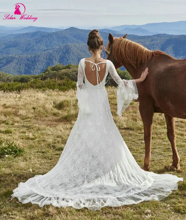 laure de sagazan 2016 vintage wedding dress v neck boho chiffon lace
