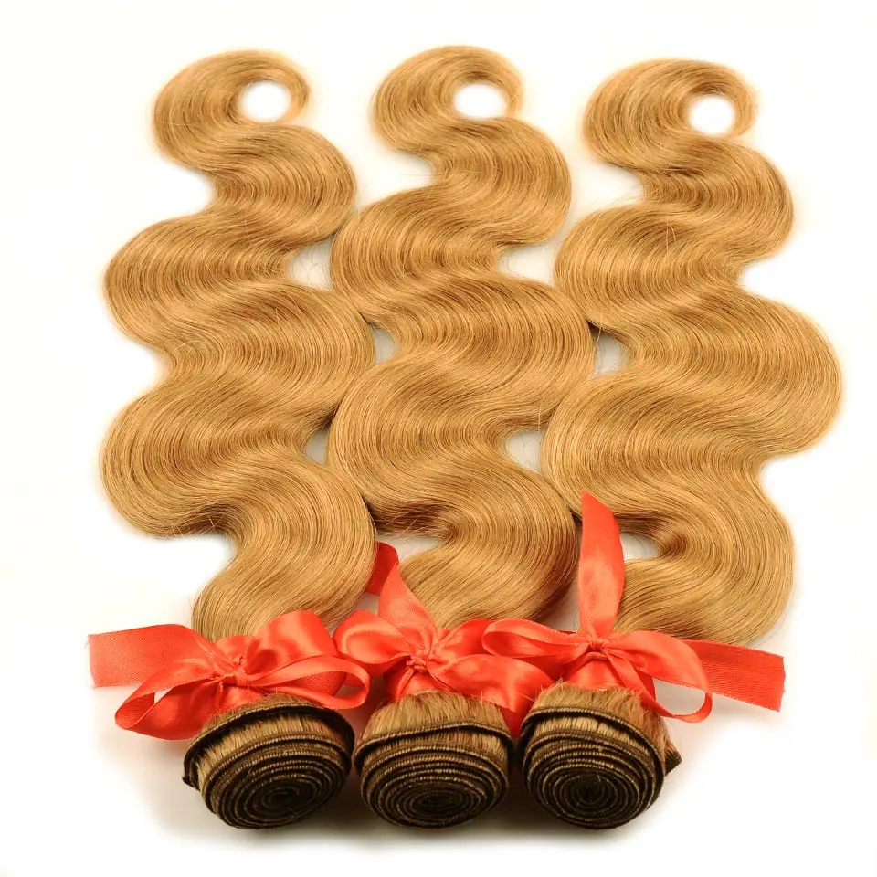 Pinshair Pre-Colored 27 Blonde Indian Body Wave Human Hair 3 Bundles Honey Blonde Nonremy Hair Weave Extension Cheap Indian Hair (28)