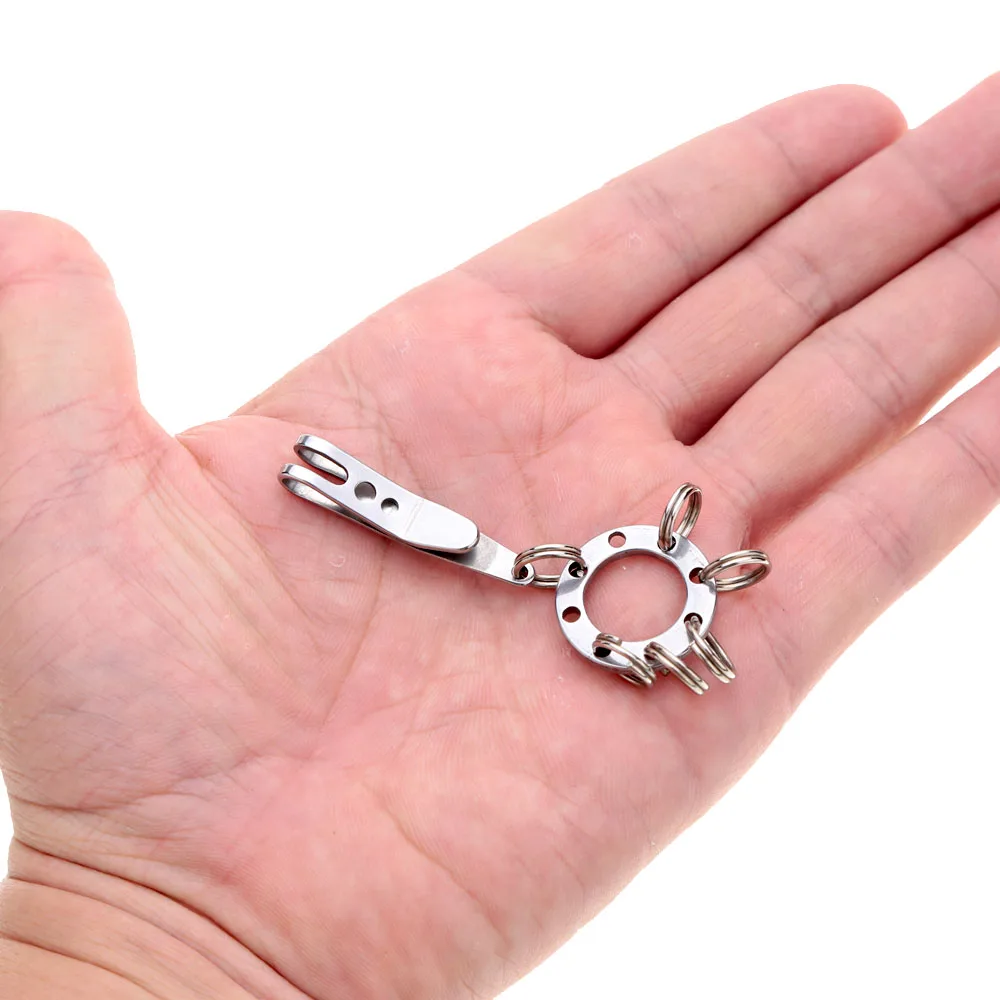 

Multi-purpose Outdoor Key Chain Stainless Steel Outdoor Circular Keychain Money Clip EDC Tool Travel Kits