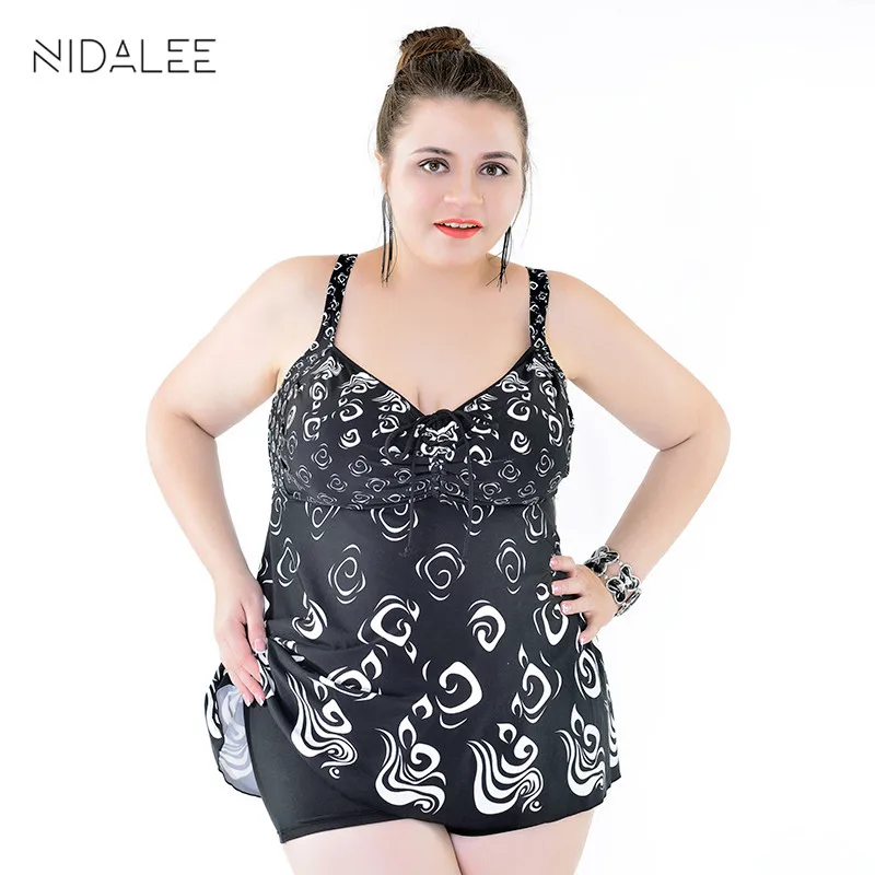 

NIDALEE Print Summer Dress Plus Size Two Pieces Swimsuit Sexy Plus Size Swimwear Female Bathing Suit New 8XL Swimsuit