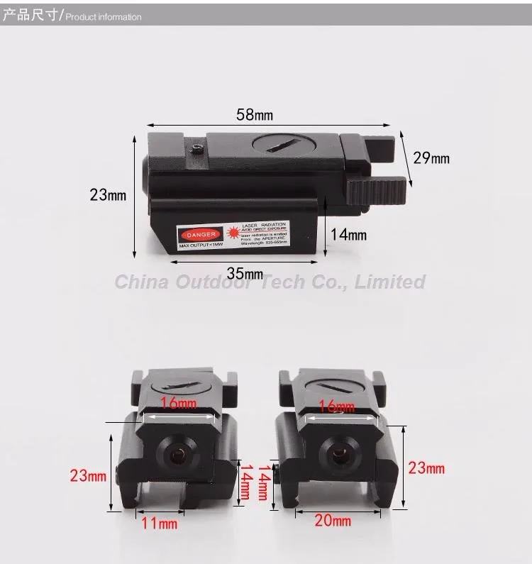 

20mm/11mm Power Red Dot Laser Sight Scope Rail Low Profile Air Rifle Sight Lazer Pointer For Pistol Glock 17 22 23 30 31 32