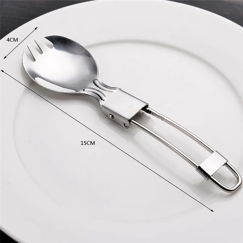 Portable Folding Metal Fork Scoop Knife Camping Picnic Cutlery Outdoor dinnerware set Cutter Cutting Reusable Kitchen 20JY170
