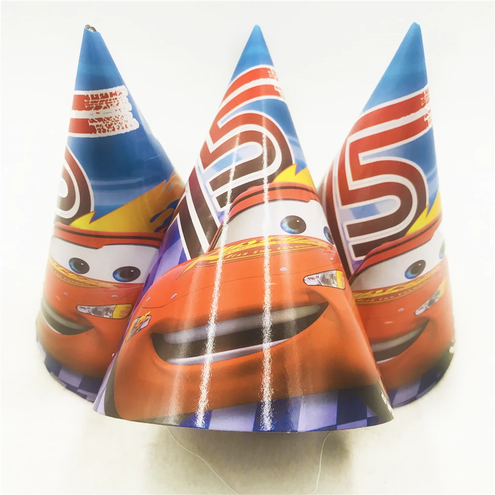 6 шт./компл. Lightning Mcqueen Бумага Шапки детский праздничный костюм поставки Babyshower праздничные колпаки с днем рождения партия поставок пользу