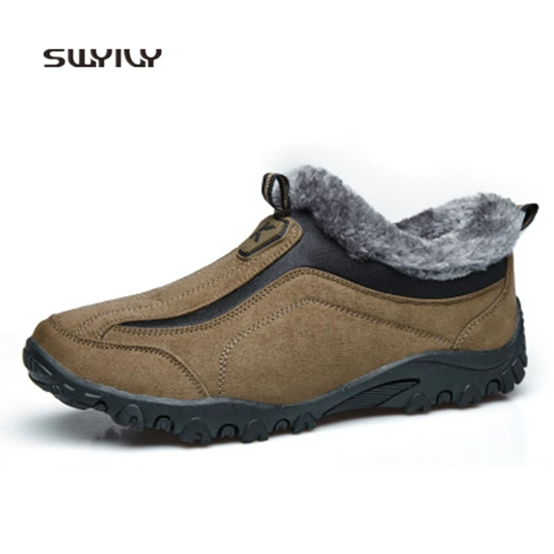 SWYIVY Men Hiking Shoes 2018 New Outdoor Winter Warm Shoes For Men Plus Velvet Large Size 45 Men Sneakers Anti-slip Sport Shoes