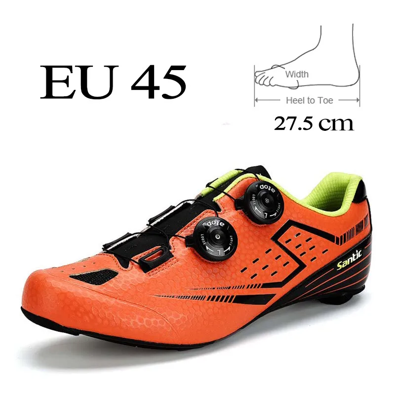 Santic велосипедные дорожные туфли мужские самоблокирующиеся велосипедные туфли гоночная велосипедная обувь сверхлегкие кроссовки из углеродного волокна Sapatilha Ciclismo - Цвет: S12021OR 45