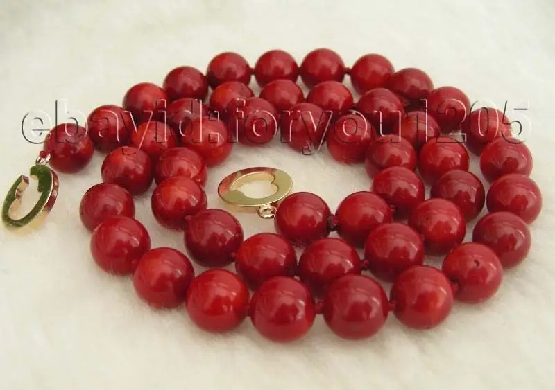 

>>>>18.5" Natural 9mm Red Round Carol Necklace #f1615!