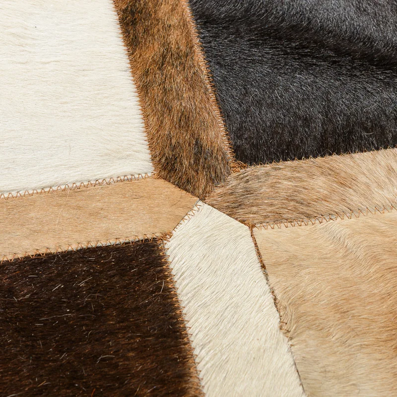 Bedroom high-end European and American hand-stitching Cow leather carpet living room coffee table mats carpet Bedroom high-end European and American hand-stitching Cow leather carpet living room coffee table mats carpet