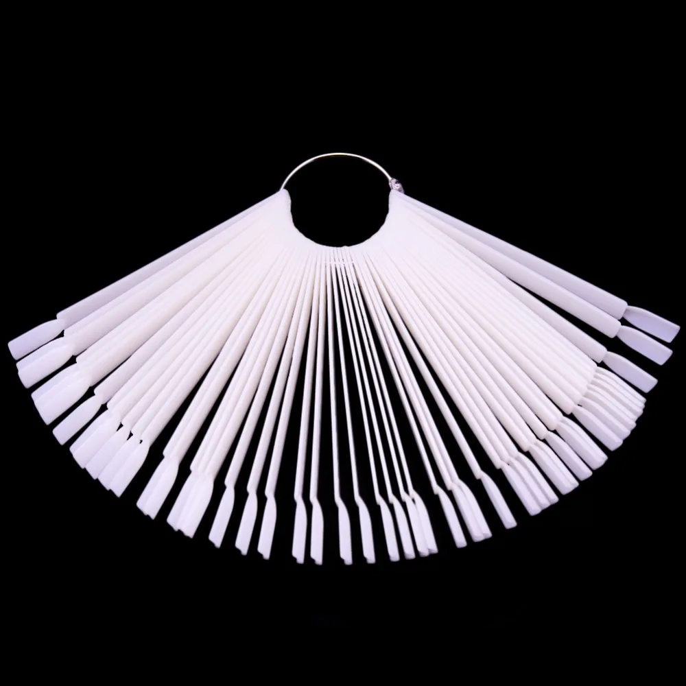 

All for Nails Natural White False Nail Display Kits 10/50 pcs Display Chart Fan Round Fake Nail Tips False Tips Stand Salon