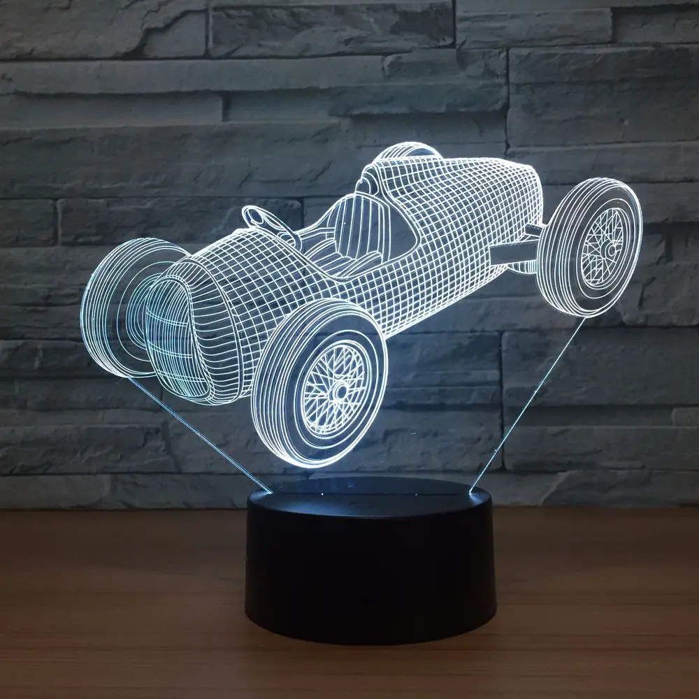 

Racing 3D night light USB touch 7 color creative lamp LED table lamp 1350