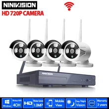 4CH 720 P HD открытый 1920*720 ИК ночного видения видеонаблюдения безопасности 4 штук ip-камера wifi CCTV системы Беспроводной NVR комплект