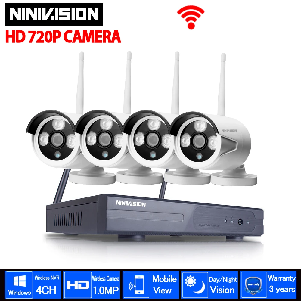 Наружная ИК камера видеонаблюдения с ночным видением 4 канала 720P HD 1920*720 IP камеры Wi