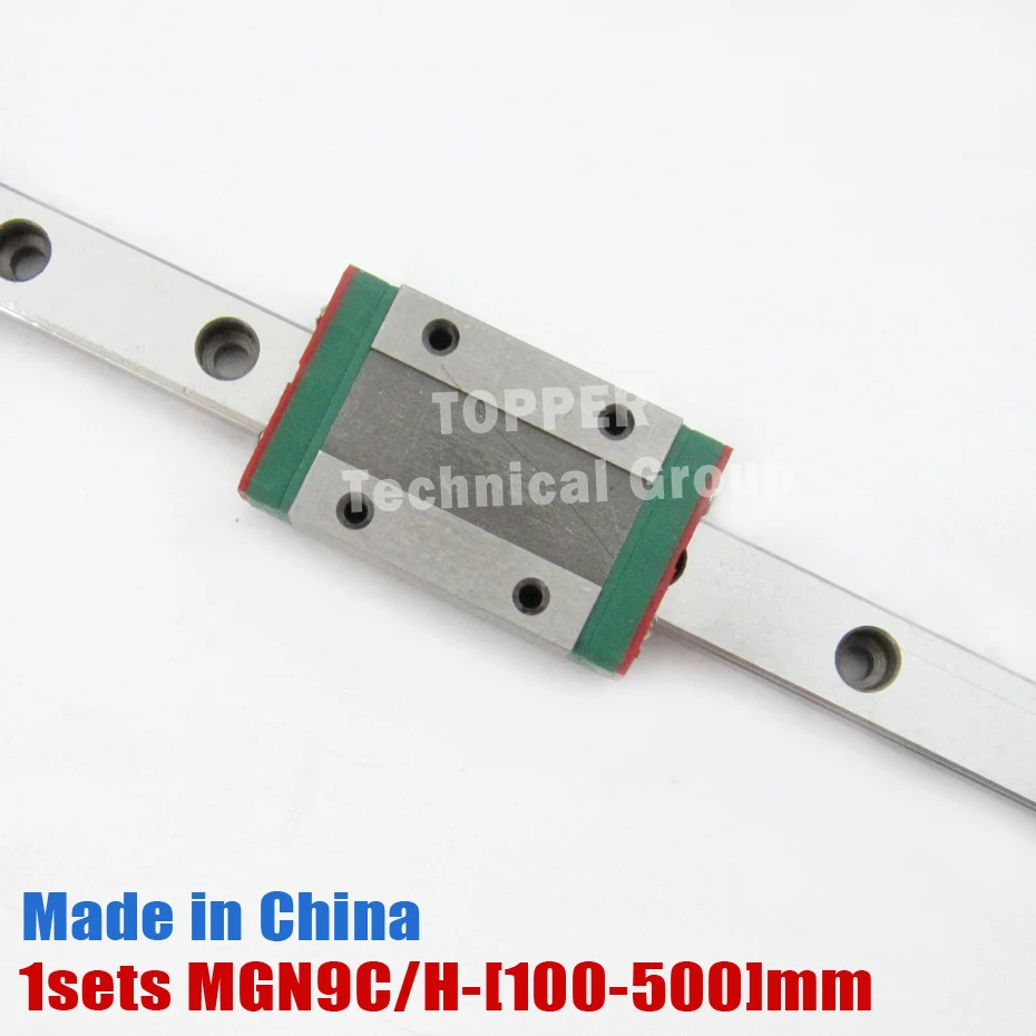 

9mm Linear Guide MGN9 L= 100-500mm linear rail way + MGN9H or MGN9C Long linear carriage for CNC X Y Z Axis