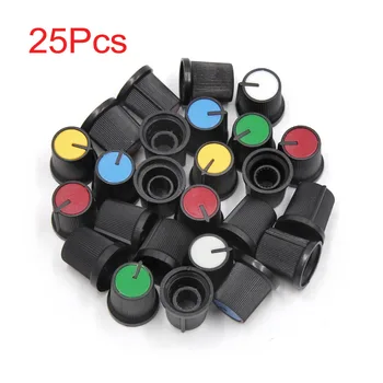 

UXCELL 25Pcs 6mm Shaft Insert Dia Plastic Potentiometer Control Knobs 15 x 15mm Mix Color radio volume control knob