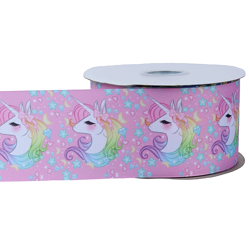 

FLRA RibbonPink hair bows ribbon ombre unicorn printed grosgrain ribbons