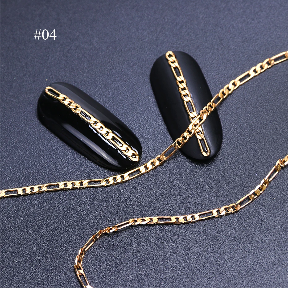 1 м 3D металлические украшения для нейл-арта Очаровательные золотые цепочки-змейки сплав шпильки дизайн ногтей DIY украшения для маникюра Ожерелье Аксессуар LA780-1