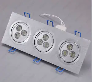 

Triple Head 9W 3 3W 9 LED Ceiling Down Lights Fixture Grill Lamp 110V 220V Save