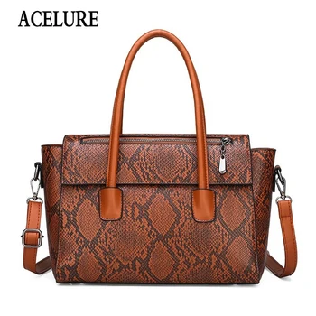 

ACELURE Classic Ladies Handbag Snake Printing High Quality Leather Ladies Crossbody Bag Luxurious Brand Women Shoulder Bag Tote