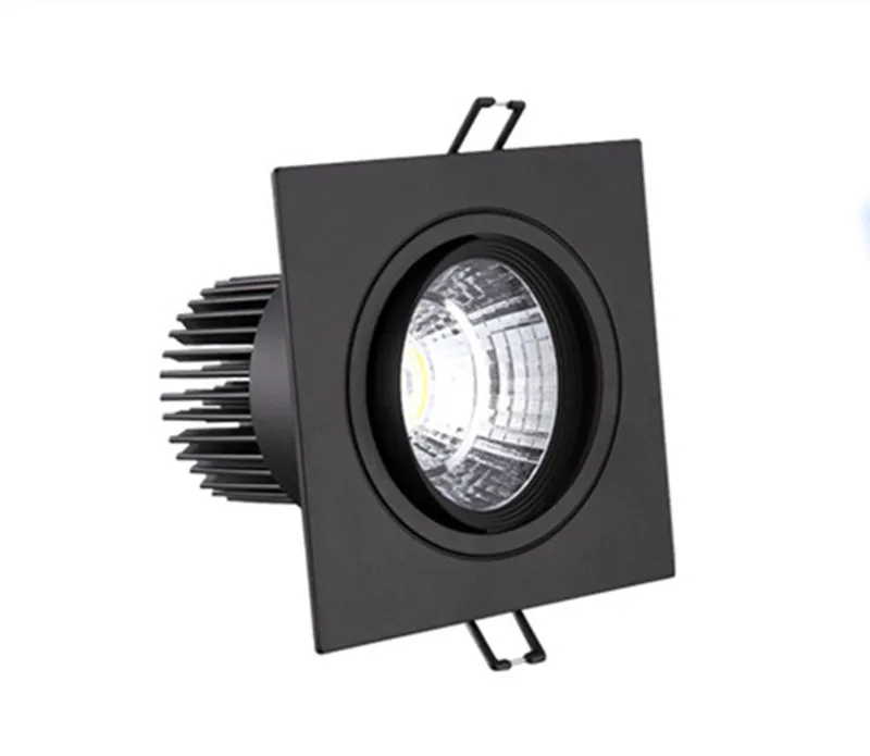 Черный квадратный затемненный COB светильник 7 Вт/10 Вт/20 Вт/30 Вт/40 Вт Светодиодный светильник AC85-265V потолочный светильник встраиваемое Внутреннее освещение